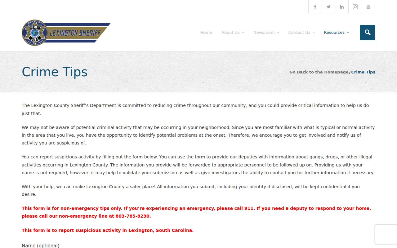 Lexington County Sheriff Crime Tips channel related to most wanted information