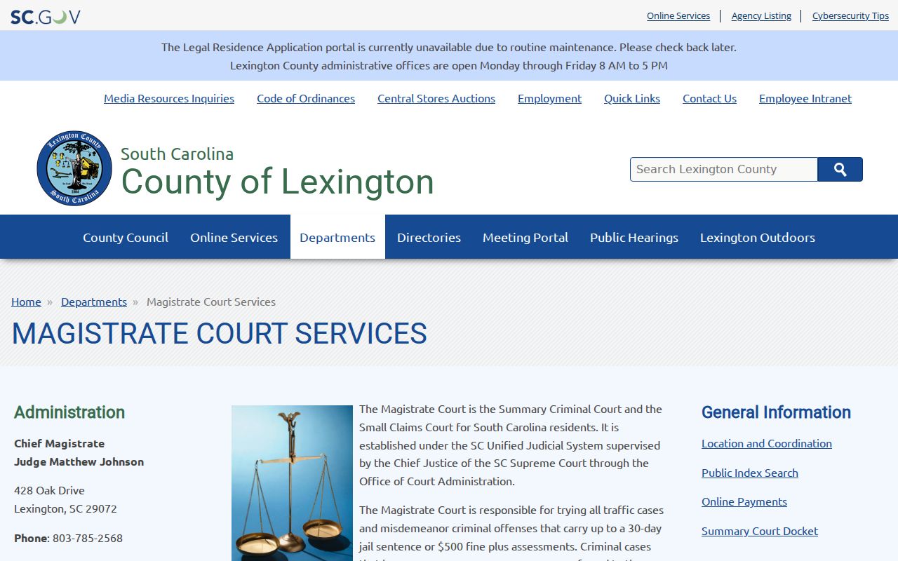 Lexington County warrant routing across the summary court system