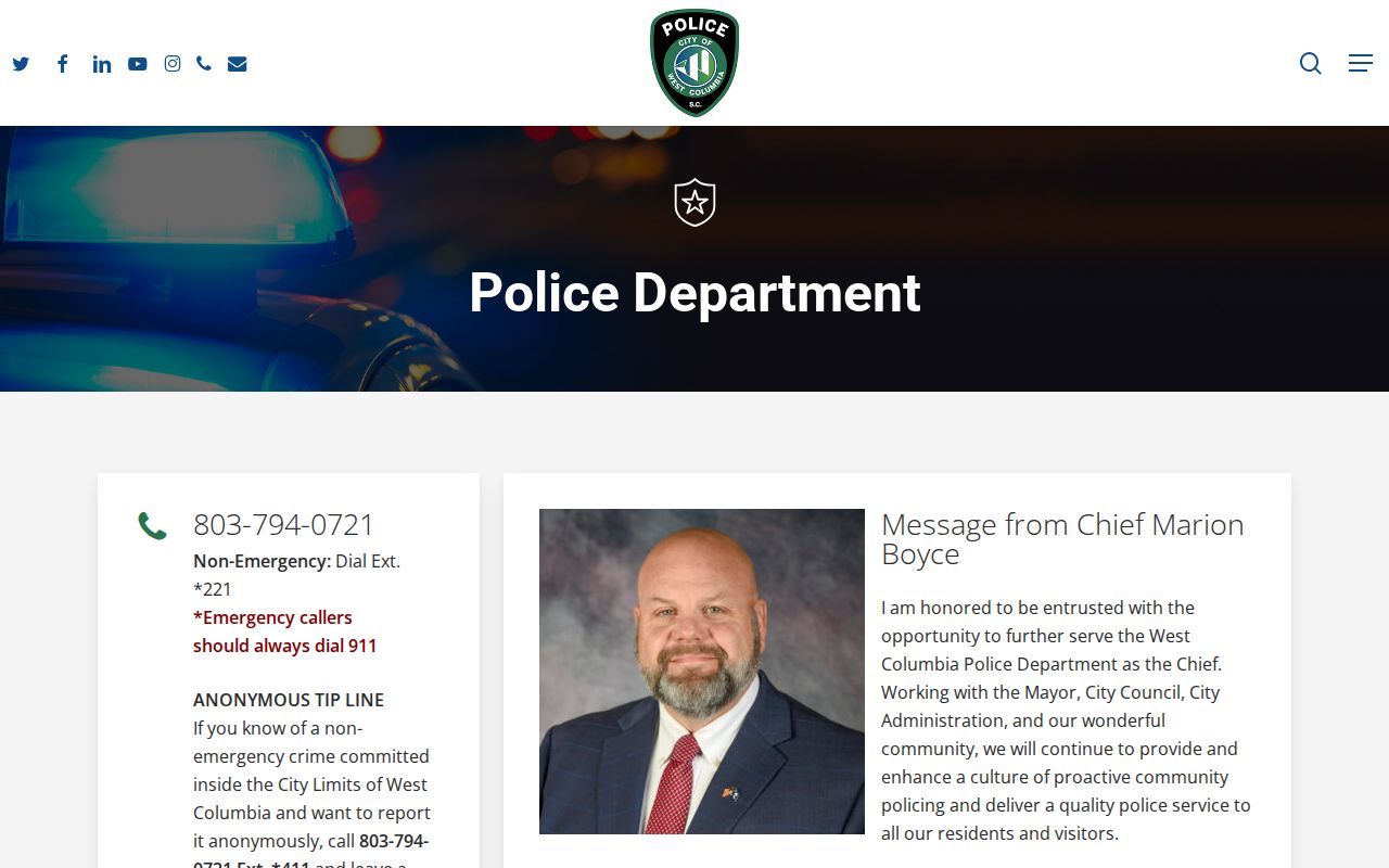 West Columbia Police contact for local municipal warrant questions in Lexington County