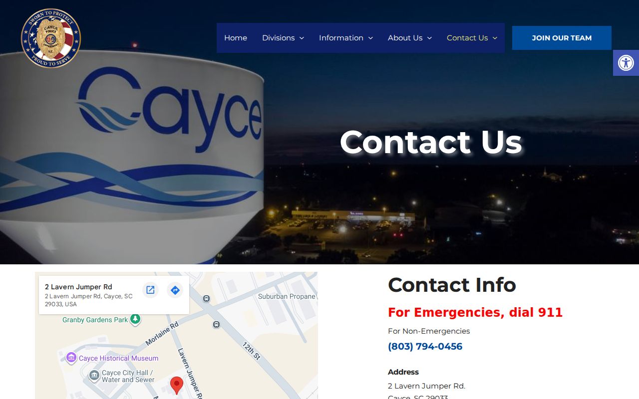 Cayce Police contact routes related to local warrant records