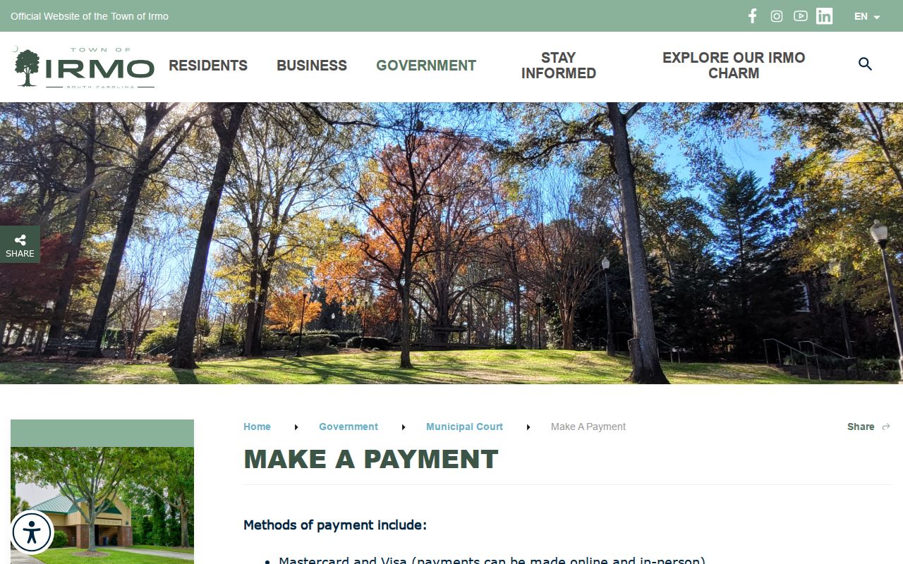 Irmo municipal traffic payment and Lexington County warrant compliance rules