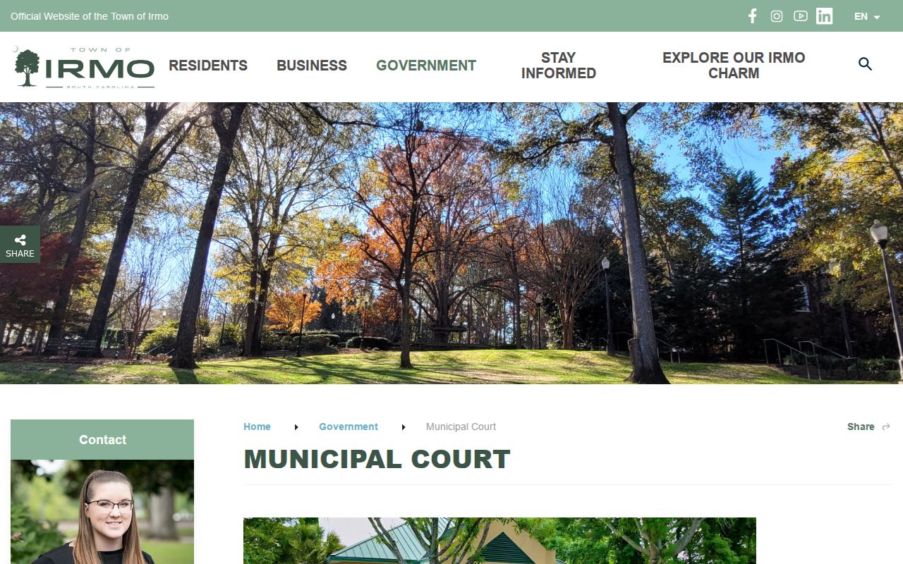 Irmo Municipal Court warrant information for Lexington County city court matters