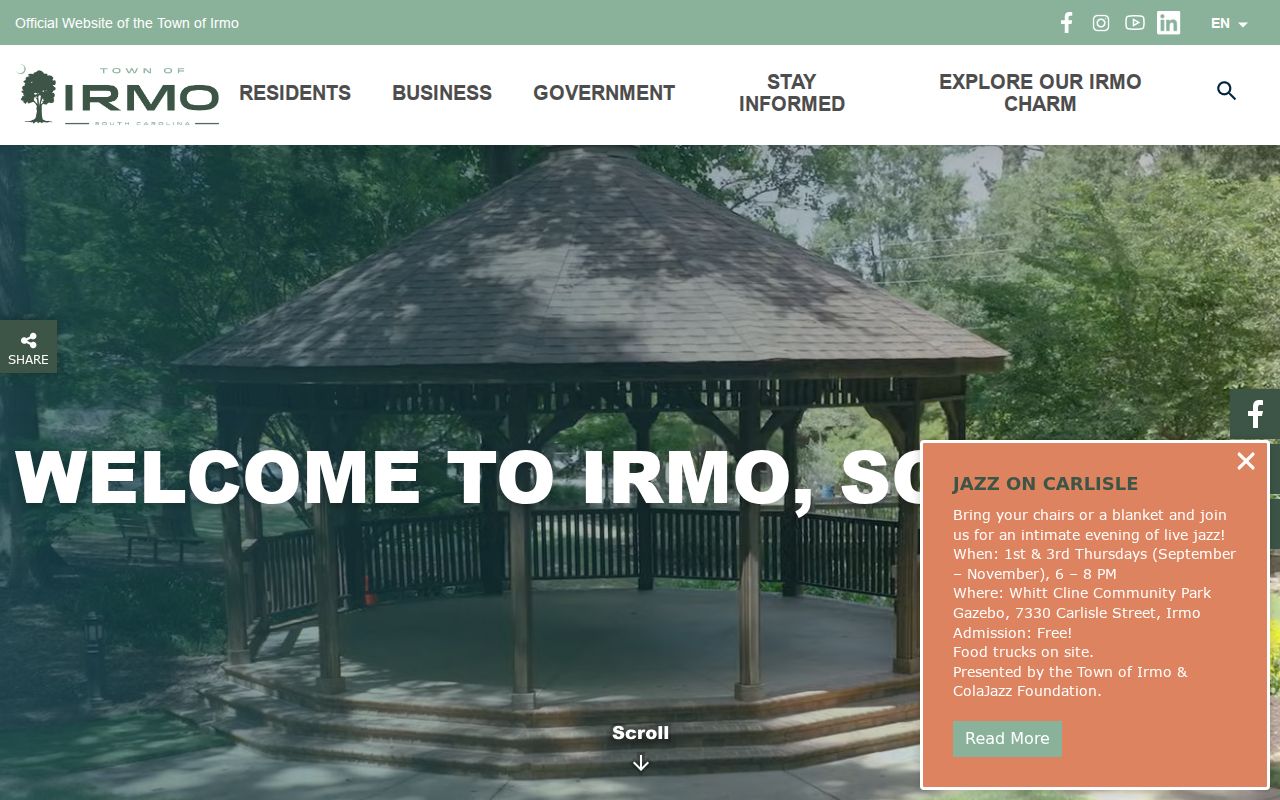 Irmo town services for municipal warrant records and court payment routing